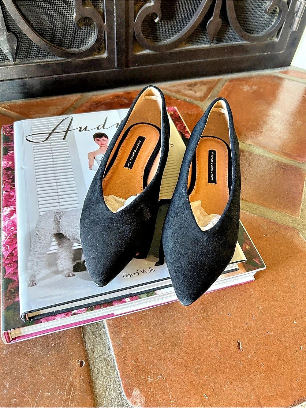 French Connection Daisy Ballet Flat Pointed Toe Heels Black US 8